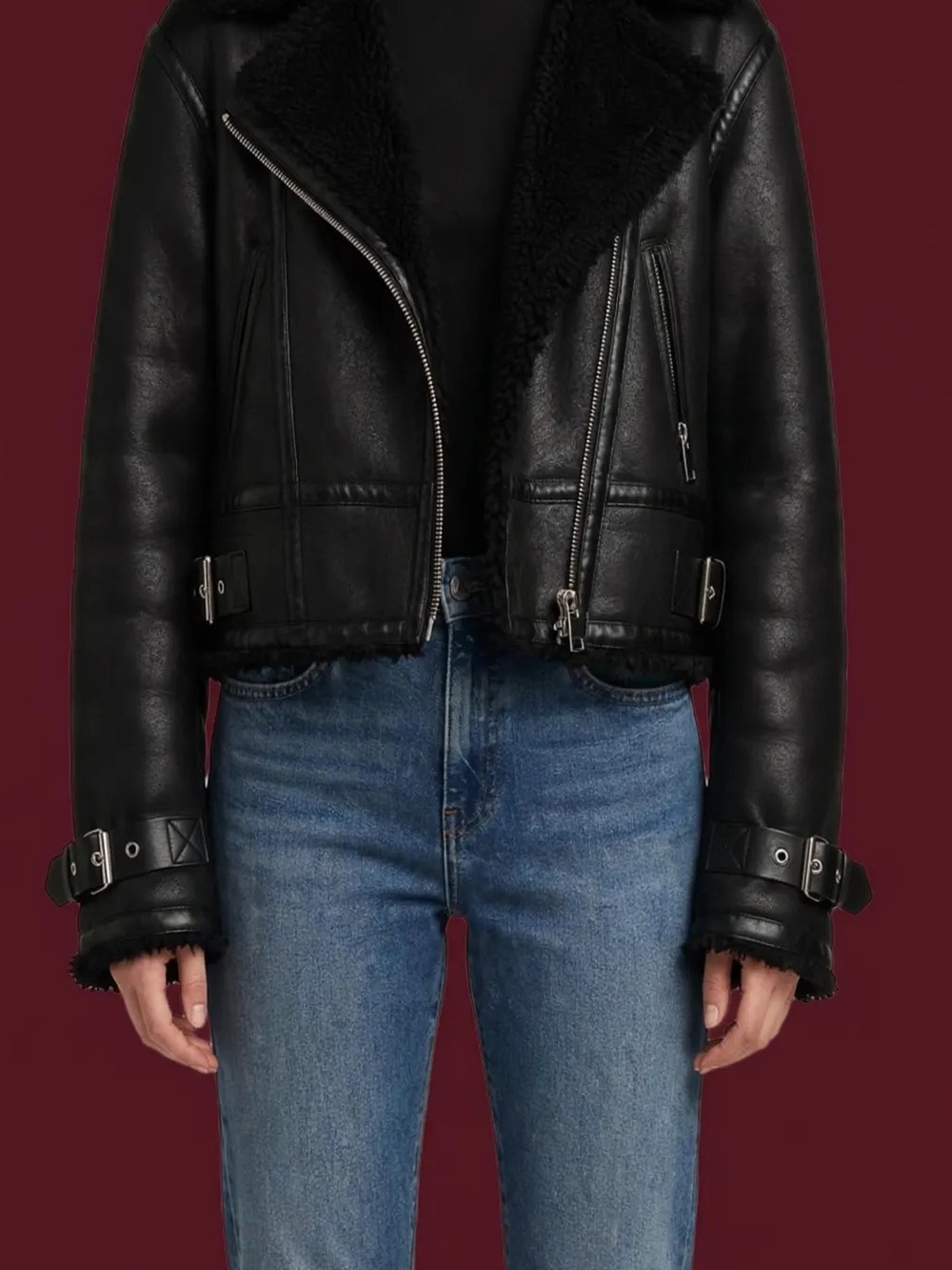 Women's  Zara Black Shearling Jacket size s/m